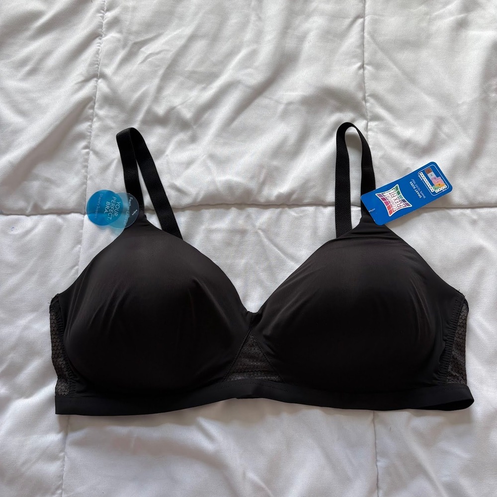 NWT Hanes Comfort Flex Fit Wireless Bra Black Womens XL G521 HB21